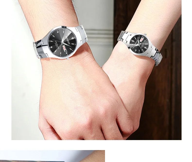 FNGEEN 5808 Relogio Feminino Couple Watch Men Quartz watch for Lovers Luxury Womens wristwatch Stainless Steel Waterproof
