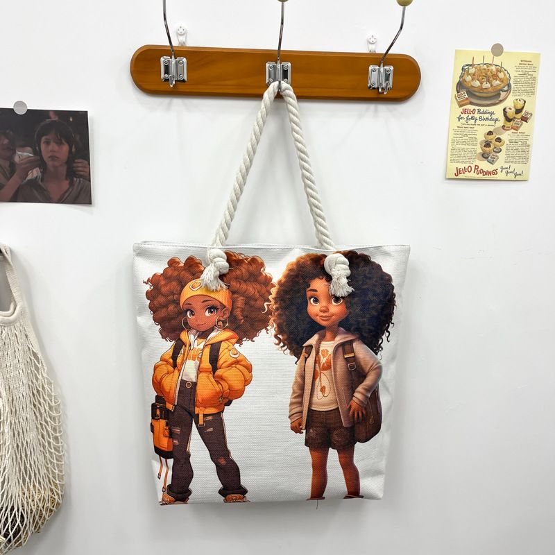 Miss DG Painting hand bag Cartoon canvas bag Large capacity Beauty Tote bag Shopping shoulder bagstyle3