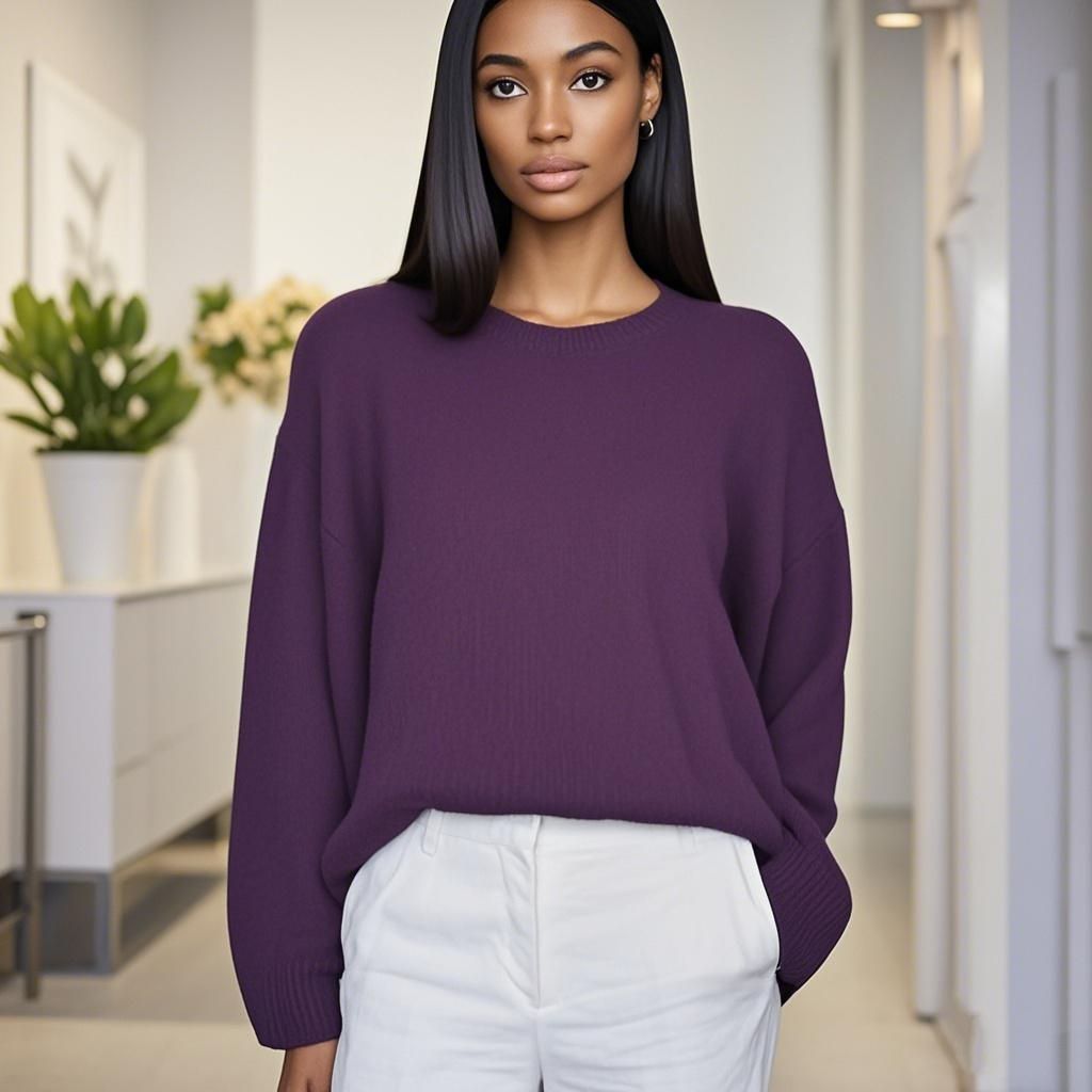 Wool knit Sweater Round Neck Women's Sweater