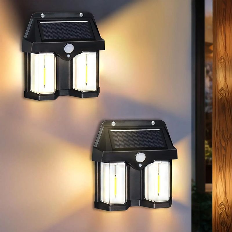 AUNONT LED Solar Outdoor Waterproof Wall Lamp Human Body Sensor Automatically Lighting at Dark PIR Motion Garden Wall Light Porch Lights Solar Wall Lights Outdoor Waterproof Motion Sensor Wireless Front Door Solar Garden Light
