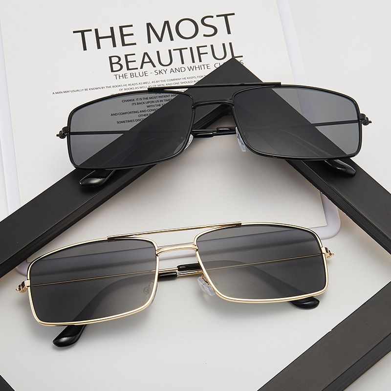 3439 Men's New Double Nose Bridge Square Frame Sunglasses UV Protection Sunglasses