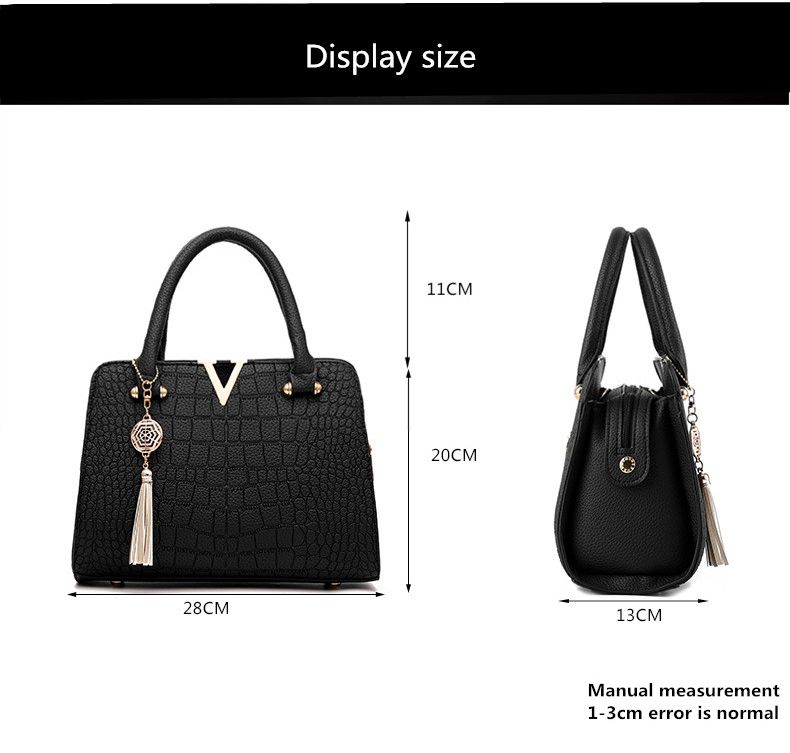 Crocodile leather women's bag V letter designer women's handbag