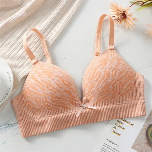 Ladies' Gathered Thin Cup Lace Triangle Bra Without Steel Ring