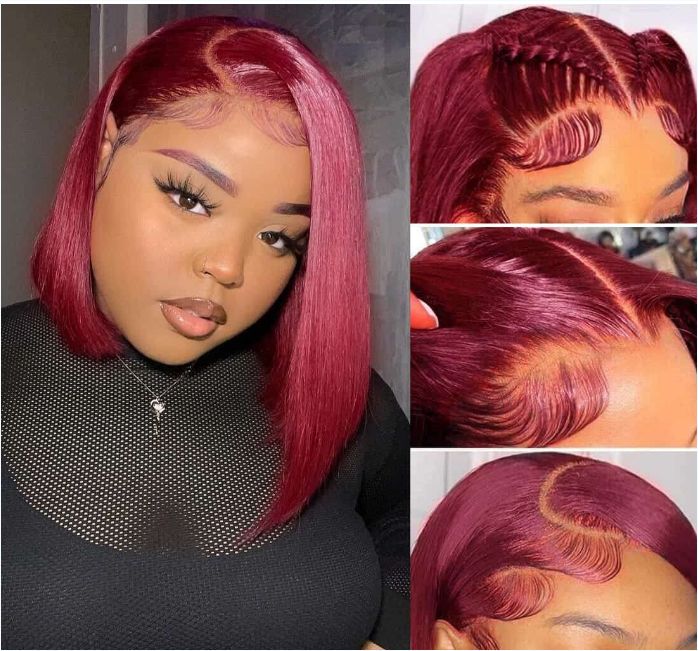 Human Hair Wigs BOBO 4*4 lace front short Bob Wigs - Straight Wigs Pre Plucked For Woman
