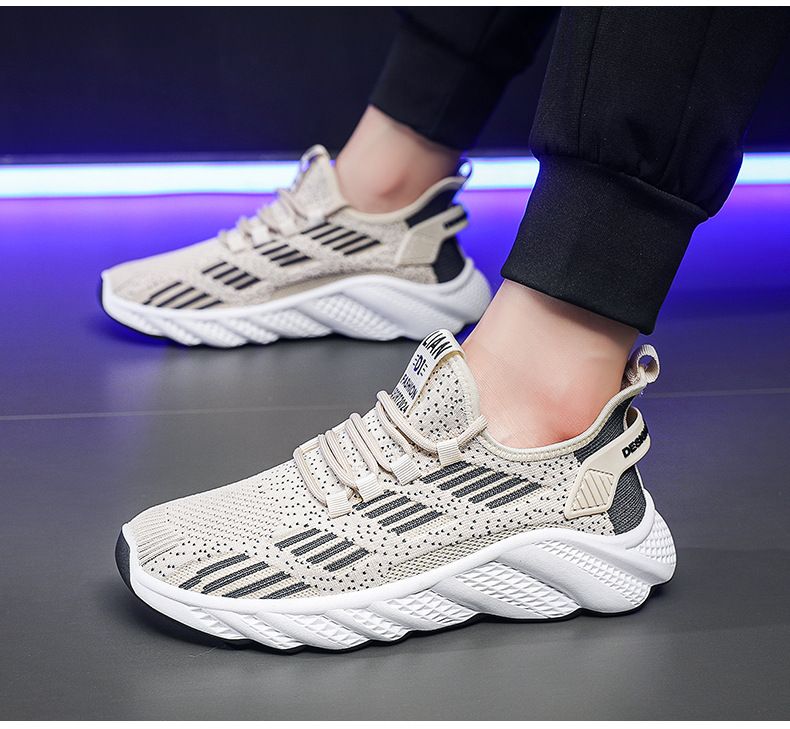 2024 autumn new breathable men's sneakers mesh men's shoes casual shoes men's fashion flying woven running shoes AD128
