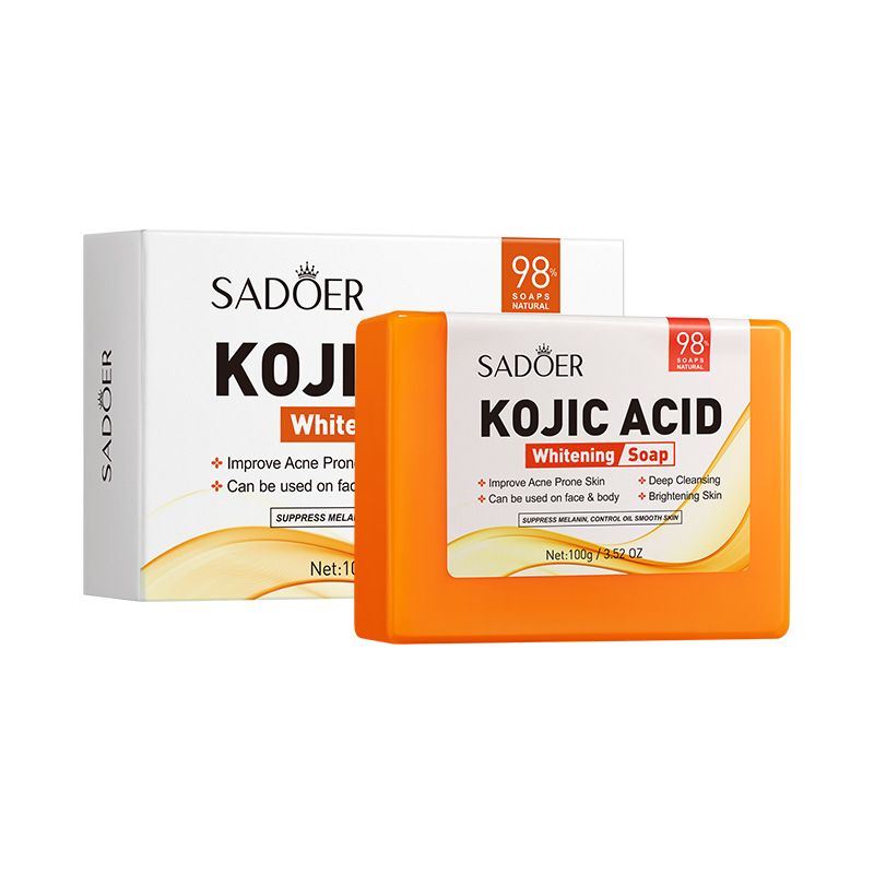 【1 box=144 PCS】SADOER Kojic Acid Whitening Soap Handmade Soap Bath Soap Cleansing Body Soap (Contains Foaming Net)