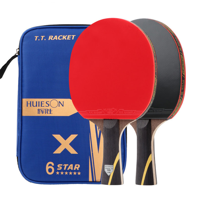 6 Star 2Pcs New Upgraded Carbon Table Tennis Racket Set Super Powerful Ping Pong Racket Bat for Adult Club Training