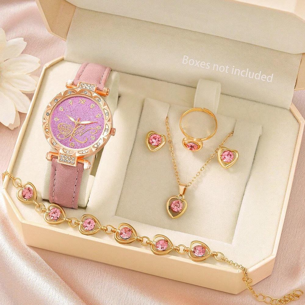 2026 New Niche Luxury Women Watch Set, Sparkling Rhinestone Dial Quartz Wristwatch, Soft PU Leather Strap Waterproof Watch, Fashion All-Match Bracelet 2Pcs Jewelry Set for Daily Party Casual Wear