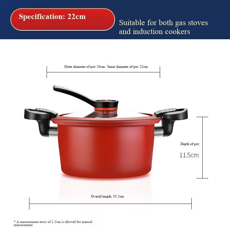 Home Multifunctional Micro Pressure Pot, Vacuum Non-Stick Large Capacity, Suitable for Stewing, Soup, Hot Pot, Compatible with Induction & Gas Cookers