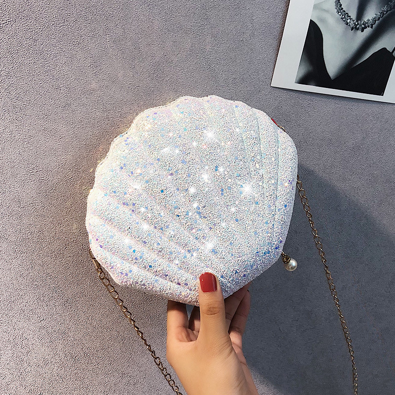 Shoulder bag CRRshop free shipping hot sale female new fashion trend shiny crystal shell cross-body mini bag Korean version fairy fashion versatile shoulder bag women Chain messenger bags