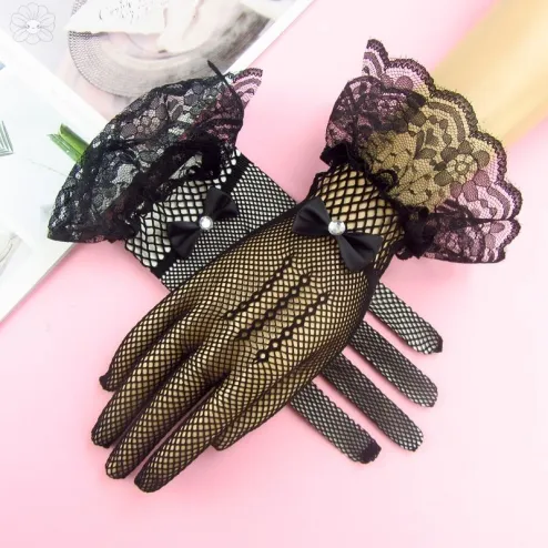 Summer lace gloves ladies thin section mesh sun protection sexy