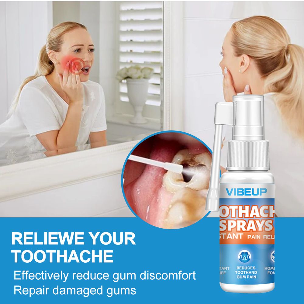 VIBEUP Toothache Relief Spray, Instant Pain Relief for Toothache & Gum Pain, Natural Homeopathic Formula, Fast-Acting Oral Pain Reliever, 20ml
