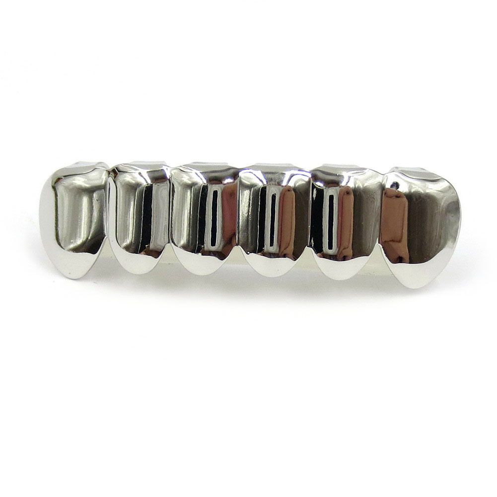 hip-hop gold braces TeethGrillz real gold electroplated braces hip-hop grillz tooth grillzSilver lower teeth