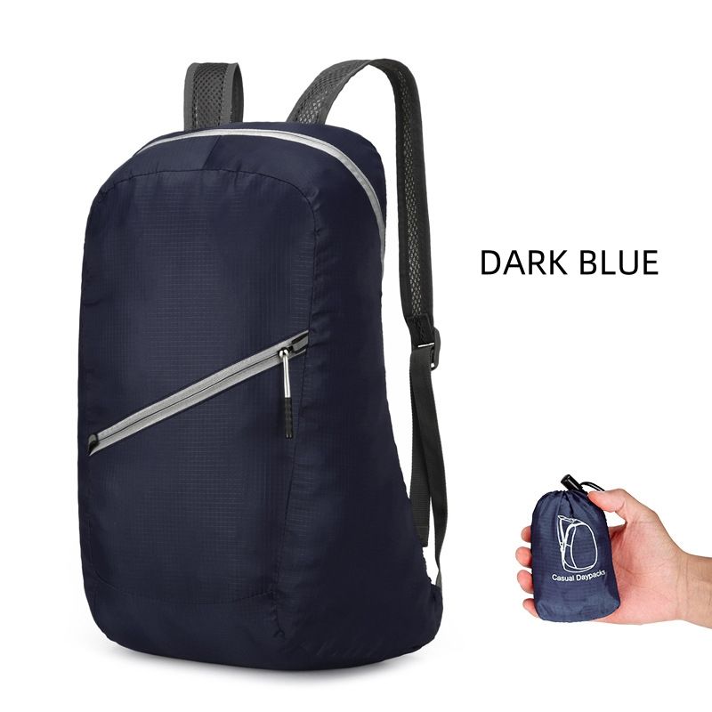 Backpack Outdoor foldable skin bag, super lightweight carrying backpack, men's and women's ultra-thin sports backpack CRRSHOP black ,grey,dark blue bags reflective stripedark blue