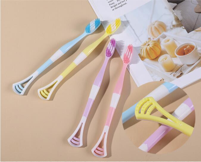 AKAKD 8 PCS Tongue Scraper Tongue Cleaner Tongue Scraper Remove Bad Breath Oral Care 2-in-1 Toothbrush Single