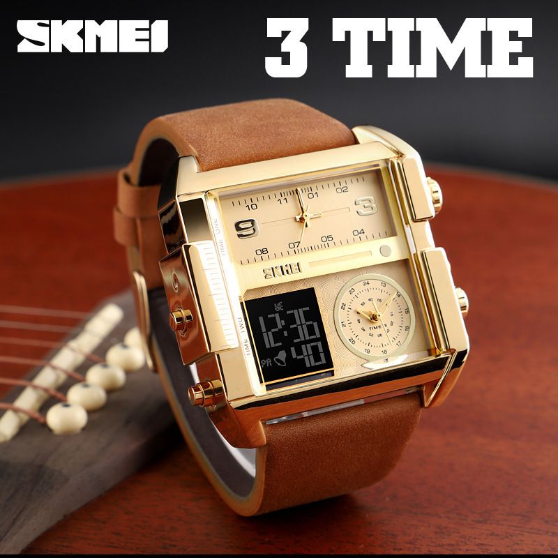 Square dial men's business electronic watch multi-functional belt waterproof sports men's watch
