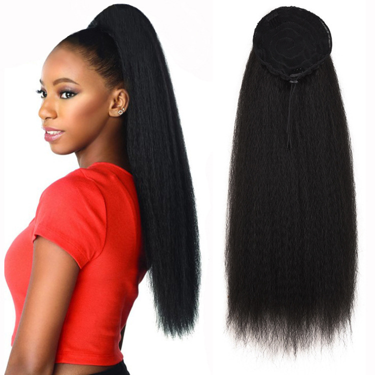 YK888 22inch Drawstring Ponytail Synthetic Long Afro Kinky Straight Fake Ponytail Wig Hairpiece For Women Clip in Hair Extension