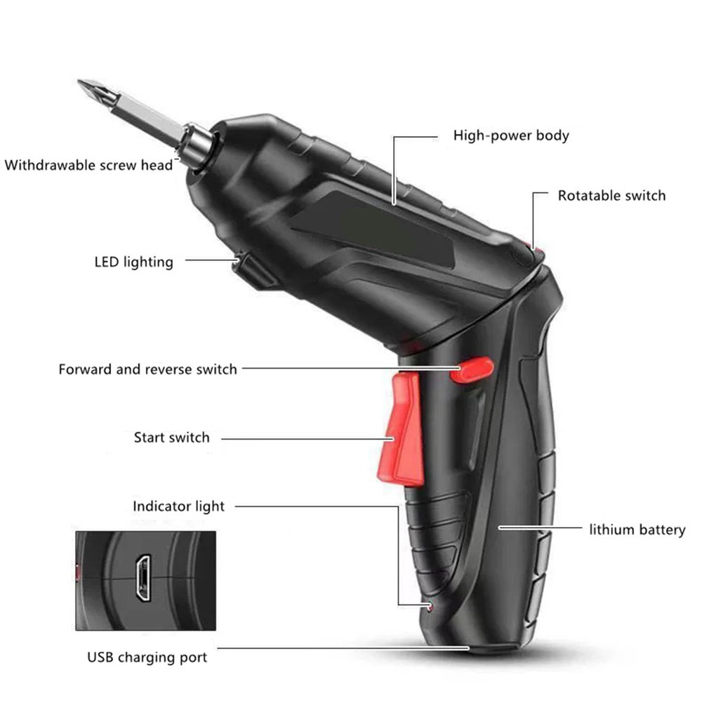  Multifunctional Portable Cordless Drill Screwdriver Rechargeable Electric Drill Screw Driver Cordless Impact Drill Screwdriver