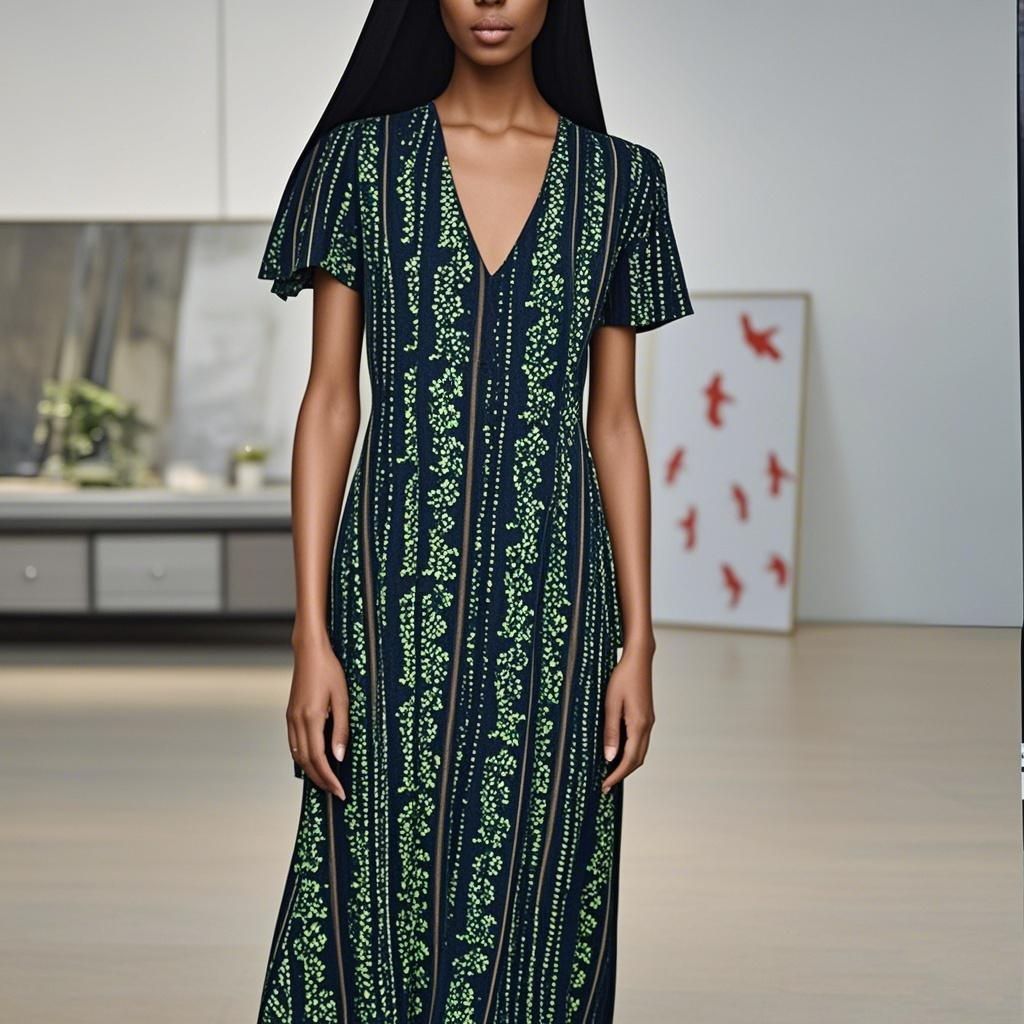 92% Silk Round Neck Symmetrical Printed Women's Dress
