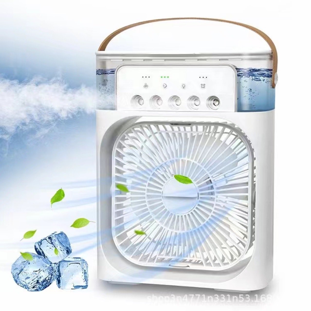 Potable Ice Mist Fan, Polaire Mist Fan, Rechargeable Desktop Mini Misting Fan with 7 Colors Light, Portable Air Cooler, Three Wind Speeds, Timer, for Home, Office 