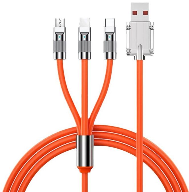 Multi Charging Cable, 3 in 1 Charger Cord, 120W USB-C Fast Charge, 4ft Multiple USB Cable Universal Charging Cord with iOS/Type-C/Micro USB, for Phones, iPad, MacBook