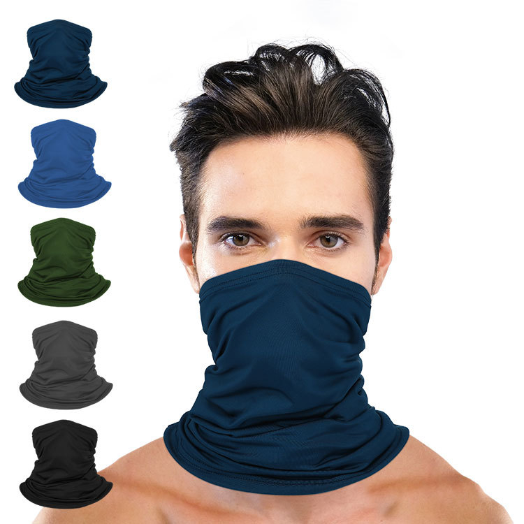 Solid Summer UV Protection Face Coverings Mens Cooling Neck Gaiter Balaclava Breathable Headwear Scarf