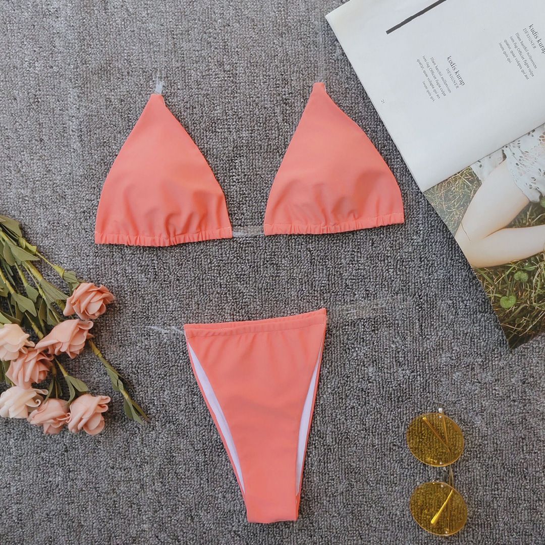 Invisible bikini solid women's swimsuit

