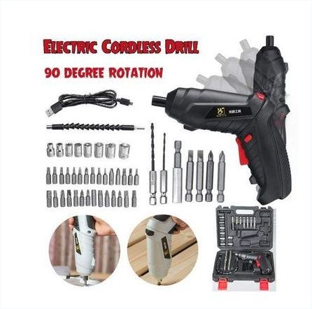 Genetic Rechargeable Electric Cordless Screwdriver Set -Black