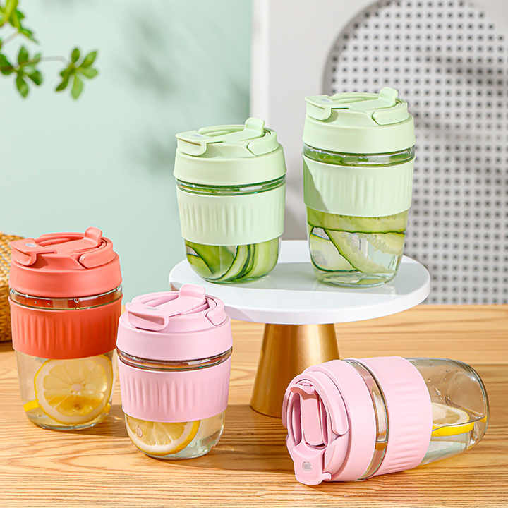 AUNONT Double drinking cup cute straw cup thickened portable juice drink water cup children's cup