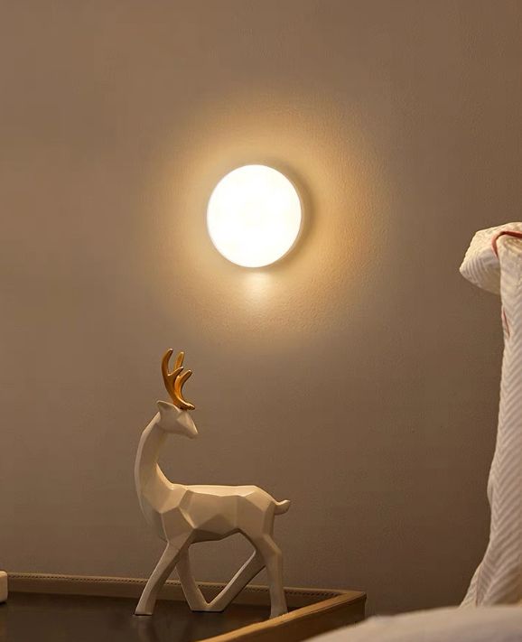 Rechargeable Stick-On Night Light, Warm White LED, Motion Sensor, Bedroom, Bathroom, Kitchen, Hallway, Stairs, Energy Efficient, Motion Sensor Lights Indoor AAA Battery Operated, Stick on LED Puck Light