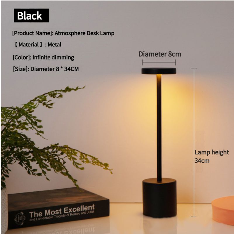 LED Table Lamp Cordless Rechargeable, Table Lamp Cordless Aluminium, Modern, Dimmable, Waterproof, Table Lamps Rechargeable USB for Bedside Outdoor Restaurant Living Room 