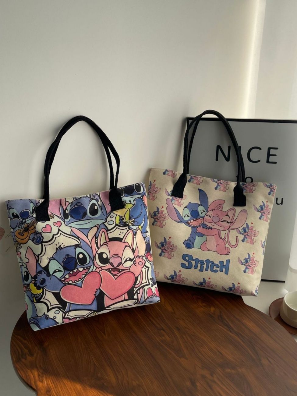 MISS DG Stitch bag shoulder bag large capacity tote bag cartoon cartoon Stitch cute ladies travel bag