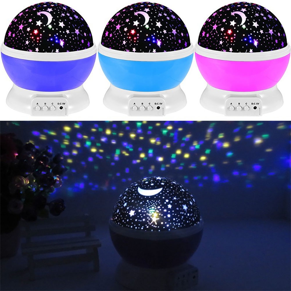 LED Projector Star Moon Night Light Sky Rotating Battery Operated Nightlight Lamp For Children Kids Baby Bedroom Nursery Gifts