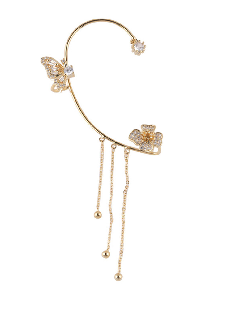 lady's butterfly tassel earhook jewelry girl earbone clip minimalist design ...