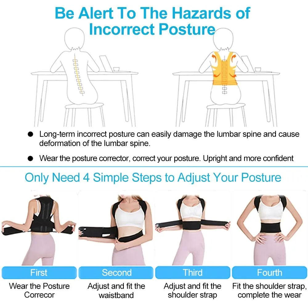 1PCS Adjustable Posture Corrector Corset Breathable Back Support Shoulder Lumbar Brace Support Straight Corrector for Men Women