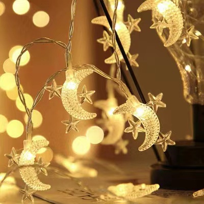 33m 20 LEDs Battery Operated String Lights LED star lights, atmosphere lights, camping lights, ball lights, Christmas birthday decorations, bedroom decorative lights.Star and Moon (Warm White)