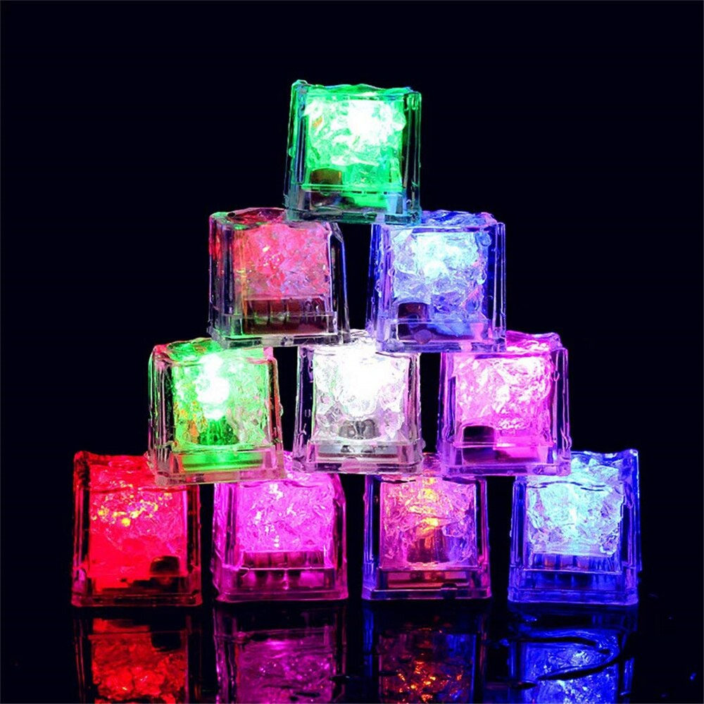 BK01 Waterproof Led Ice Cube Multi Color Flashing Glow in The Dark Light Up for Bar Club Drinking Party Wine Decoration