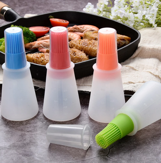 BBQ BBQ Oil Bottle Brush Silicone Kitchen BBQ Accessories Cooking Baking Oil Dispenser BBQ Tools Grease Brush