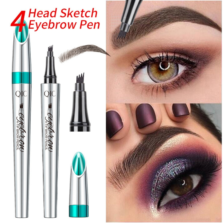 Liquid eyebrow pencil female beauty care eye Makeup Four pronged liquid waterproof Holding makeup Color rendering CRRSOP dark brown grey coffee color present