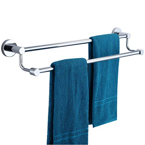 A39-2 Bathroom Towel Bar Stainless Steel, Chrome Brushed Bath Towel Holder, Elegant Double Towel Bar for Bathroom