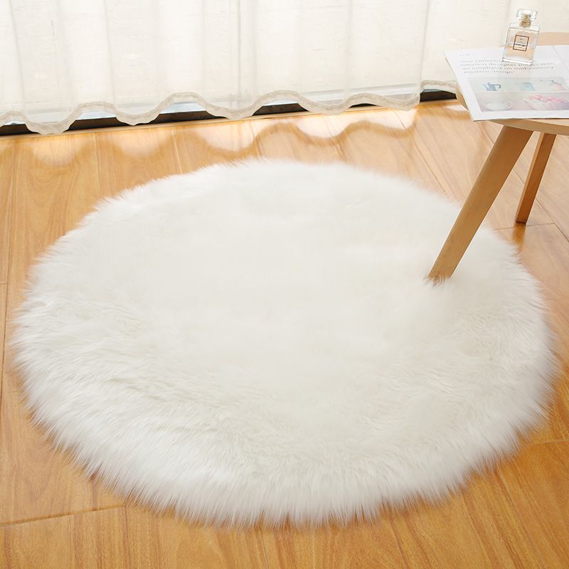 Soft plush round carpet runner - Nordic imitation wool bedroom bedside rug - bay window pad - household round cushion carpet