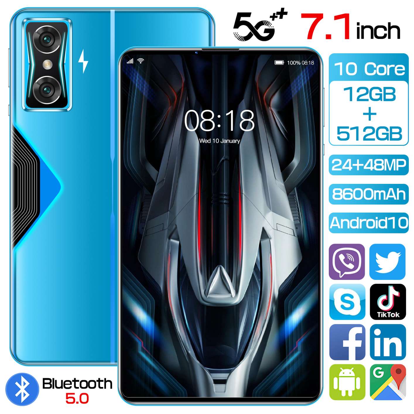 K50 WiFi tablet 7.1-inch 12GBRAM + 512GBROM ten-core 5G network Android 10.0