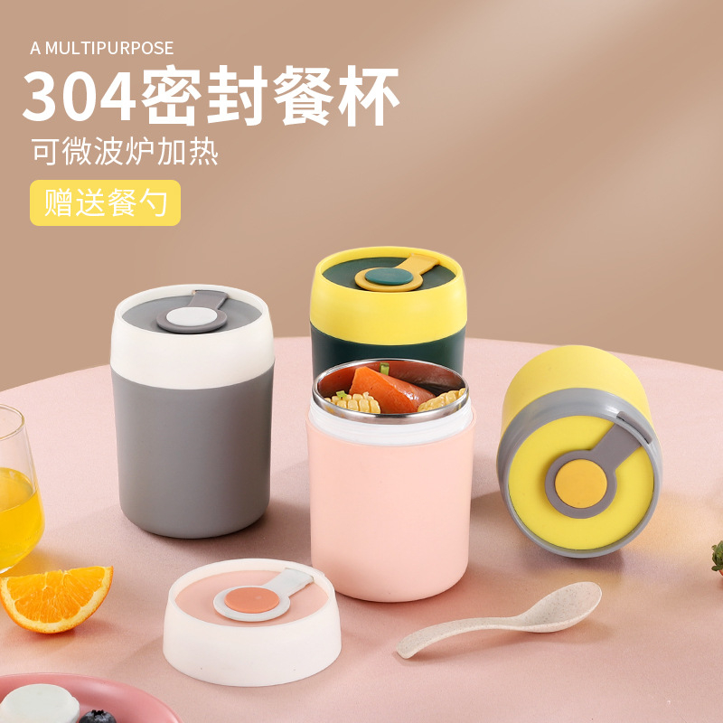 Mini Insulated Lunch Box Food Container With Spoon Stainless Steel Vacuum Cup Soup Cup Insulated Bento Lunch Box Food Thermos