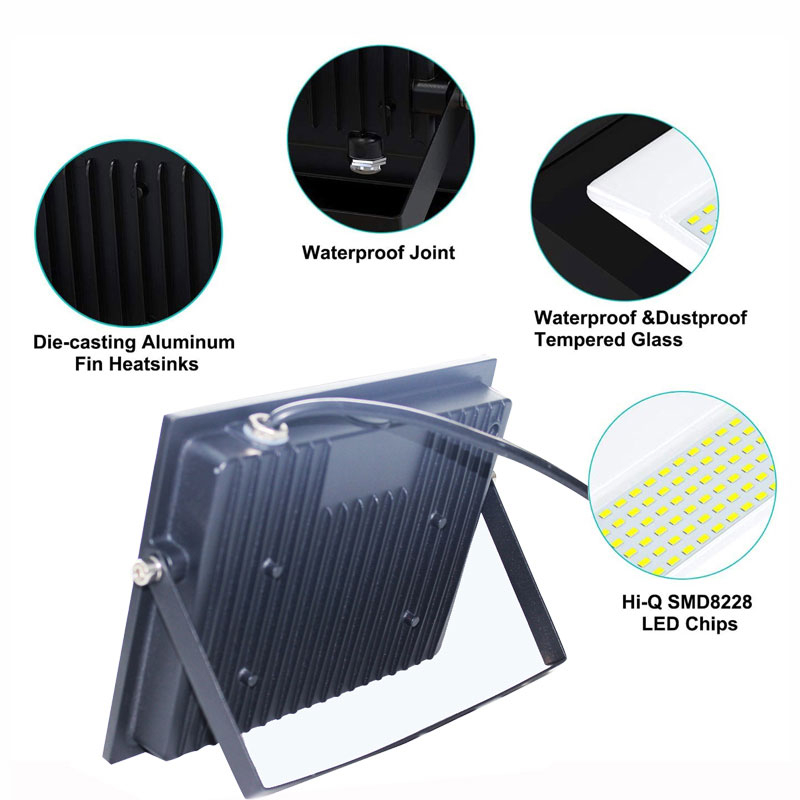 LED Flood Light Outdoor, Super Bright Outside Floodlights, IP66 Waterproof Exterior Security Light, 5000K Daylight White Durable Outdoor Lighting for Yard Lawn