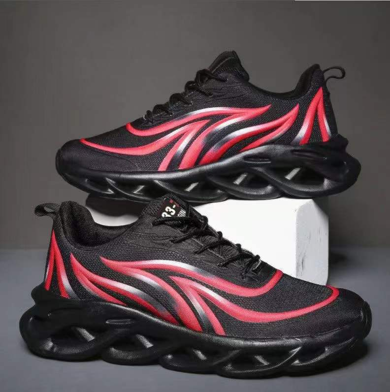 2107 Shoes Men Sneakers Running Shoes Breathable Men Footwear Trainer Fashion Male Casual Red Shoes For MenBlack and Red