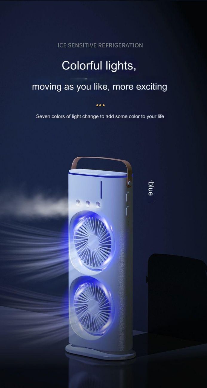 New double-head spray fan for home, dormitory, office, USB shaking mini fan, rechargeable, remote control, silent