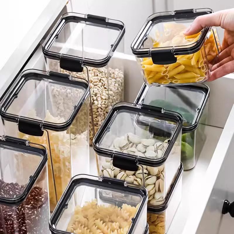 Kitchen Airtight Transparent Storage Jars, Stackable Home Containers for Grains, Snacks, Dried Fruits & Spices