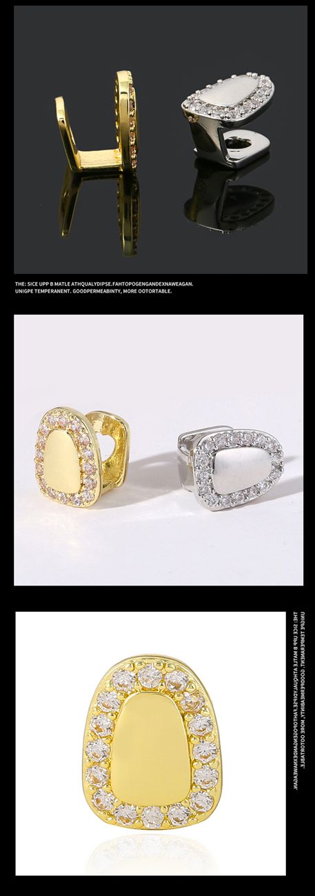 Single groove surrounded by diamond hip hop grillz fashion accessories gold teeth silver teeth gold grillz silver grillz braces