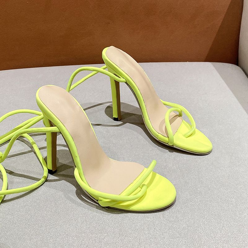 Summer new open toe women stiletto sandals 43 size lace-up women's shoes YB26