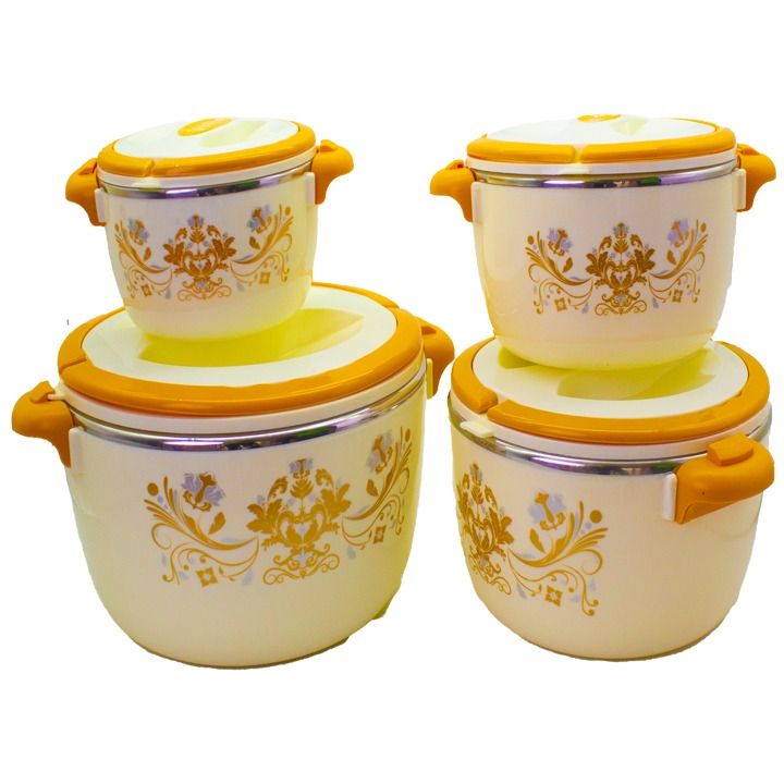4pcs Set Insulated Stainless Steel Food Warmer Dish Bowl - Food Dish To Keep Food Hot And Fresh For 4-6 Hours